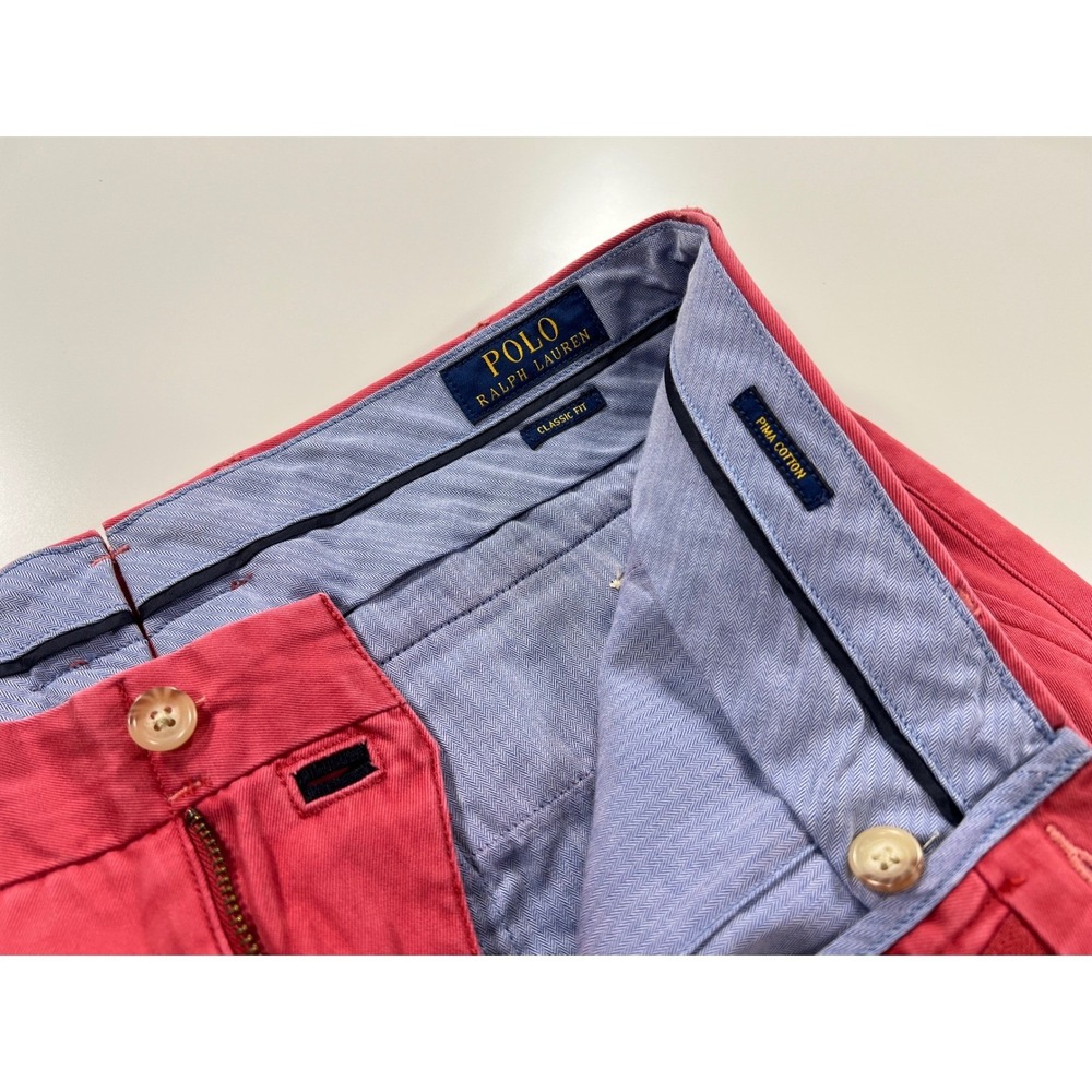 Polo Ralph Lauren Shorts Classic Fit Pima Cotton Pink/Red Men's 33 / 9" Inseam - Picture 7 of 10